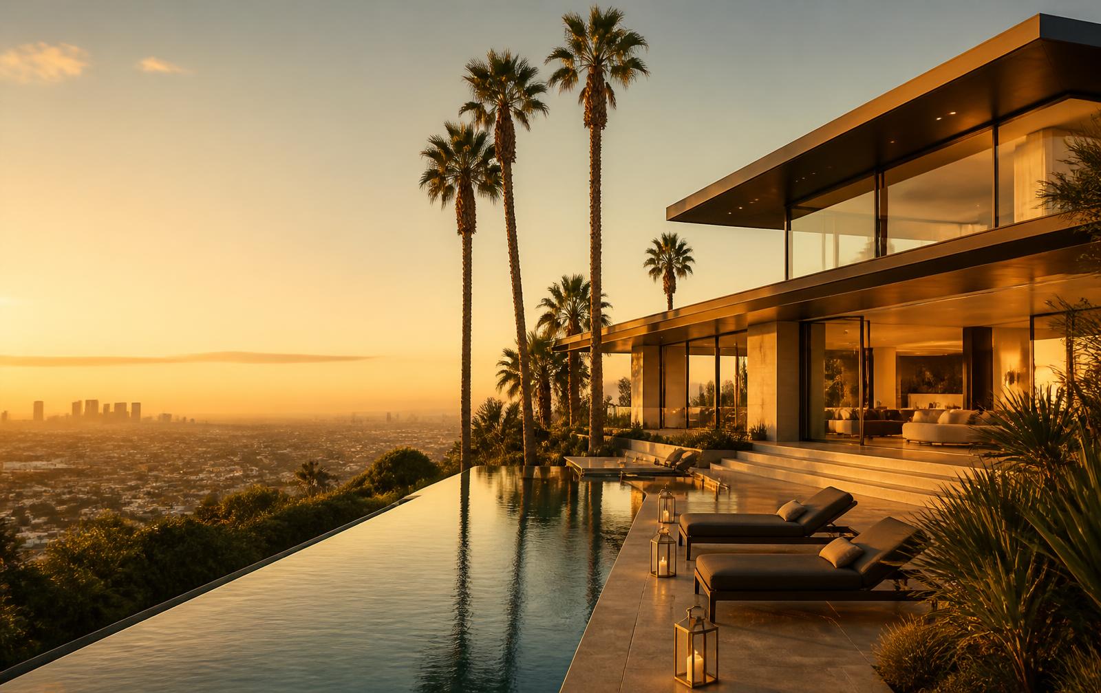 Luxury Los Angeles home at golden hour